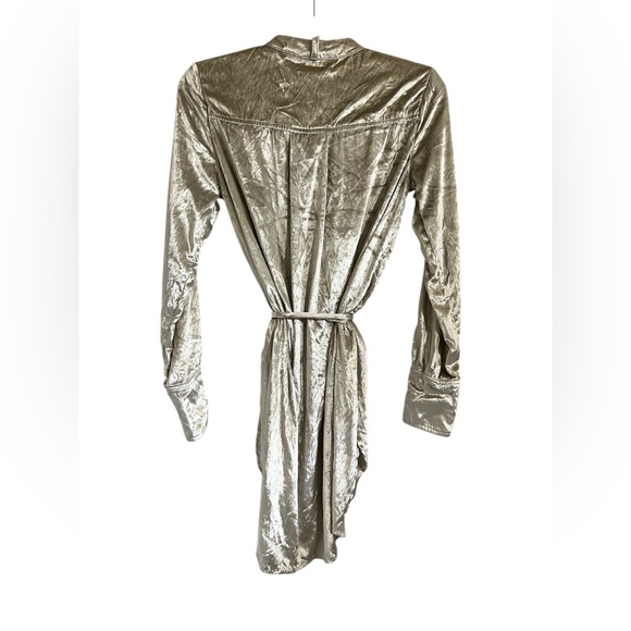Anthropologie MAEVE gold Velvet Long Sleeve Button-up Tunic Shirt - Picture 2 of 3